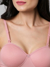SDROSE Women's Cotton Lightly Padded Full Coverage Non-Wired T-Shirt White Color Bra Pack of 1
- Pink Rose, 32A