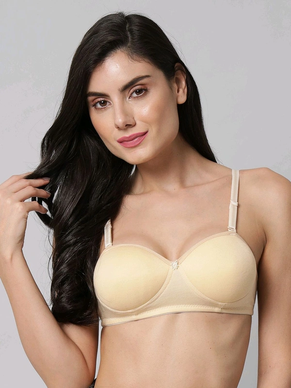 SDROSE Women's Cotton Lightly Padded Full Coverage Non-Wired T-Shirt White Color Bra Pack of 1
- white Rock, 38A