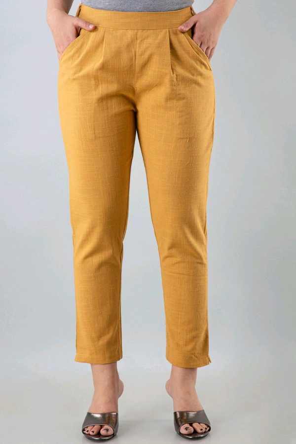 Women Relaxed Brown Pure Cotton Trousers - Coffee, 34