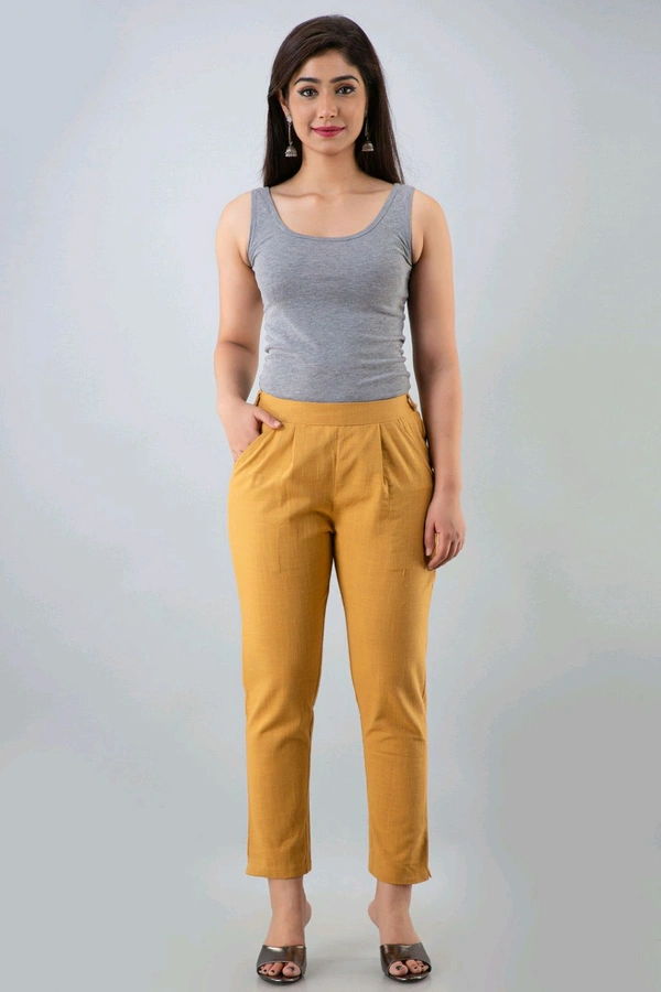 Women Relaxed Brown Pure Cotton Trousers - Coffee, 38