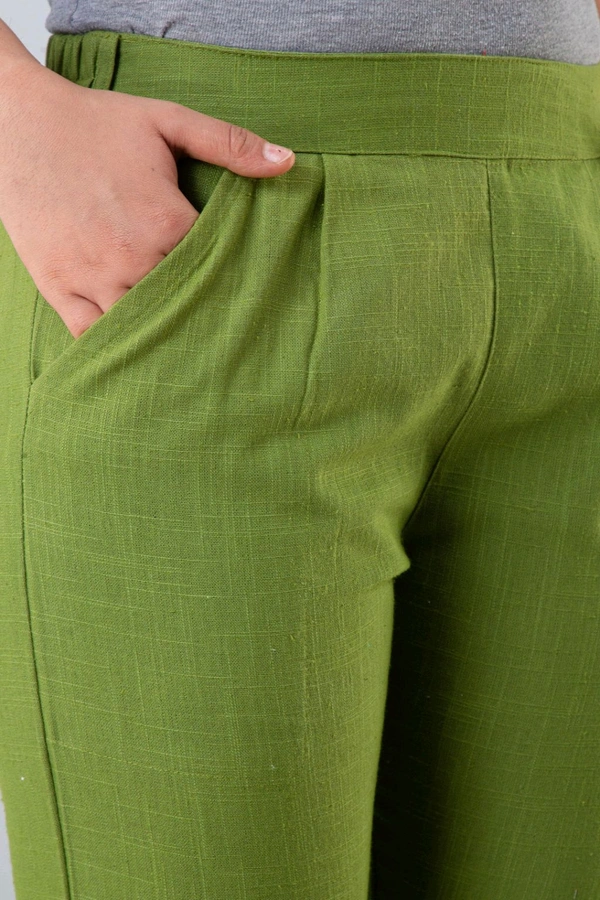 Women Relaxed Brown Pure Cotton Trousers - Green, 36