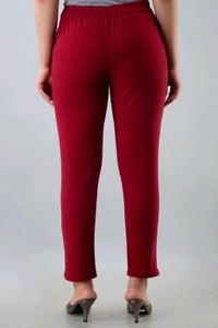 Women Relaxed Brown Pure Cotton Trousers - Venetian Red, 30