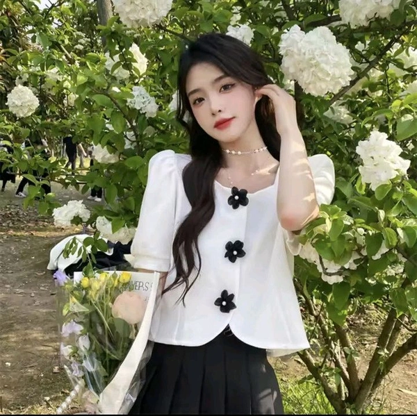 Casual Puff Sleeves Solid Women Beige Top - White, XL