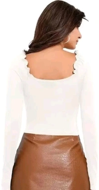 Casual Regular Sleeves Solid Women White Top
- White, XL