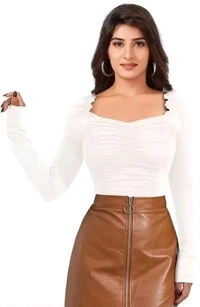 Casual Regular Sleeves Solid Women White Top
- White, XL