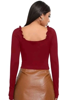 Casual Regular Sleeves Solid Women White Top
- Maroon, L