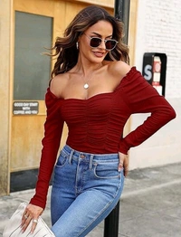 Casual Regular Sleeves Solid Women White Top
- Maroon, L