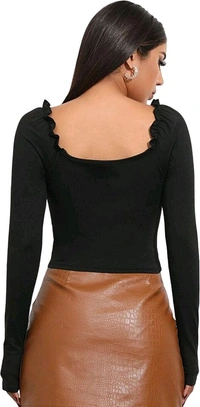 Casual Regular Sleeves Solid Women White Top
- Black, L