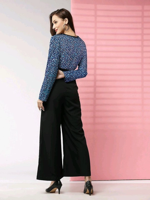 Printed women jumpsuit - Dark grey blue, M