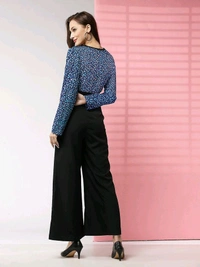 Printed women jumpsuit - Dark grey blue, S