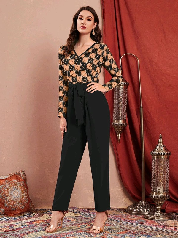 Printed women jumpsuit - Dark salmon, XL