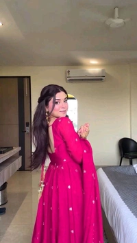 Red Georgette Embroidery Anarkali Suit Set with Dupatta Ready to Wear for Celebrations - Rose, XXL