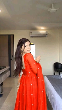 Red Georgette Embroidery Anarkali Suit Set with Dupatta Ready to Wear for Celebrations - Scarlet, L