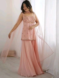 Designer Indo Western 3 Piece Set with Sequence Embroidery
- Your Pink, L