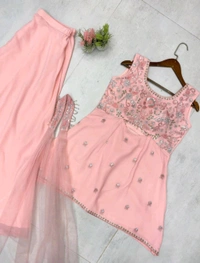 Designer Indo Western 3 Piece Set with Sequence Embroidery
- Your Pink, M
