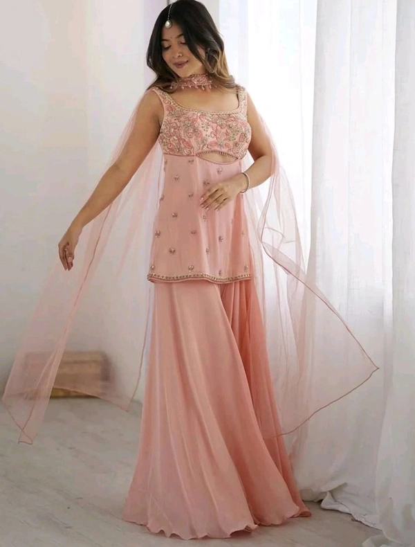 Designer Indo Western 3 Piece Set with Sequence Embroidery
- Your Pink, XXL