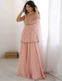 Designer Indo Western 3 Piece Set with Sequence Embroidery
- Your Pink, XXL