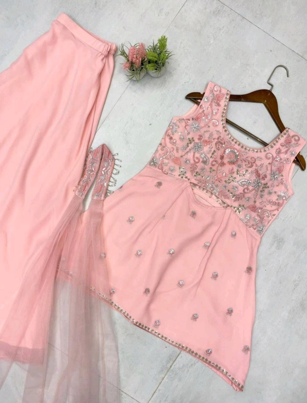 Designer Indo Western 3 Piece Set with Sequence Embroidery
- Your Pink, XXL