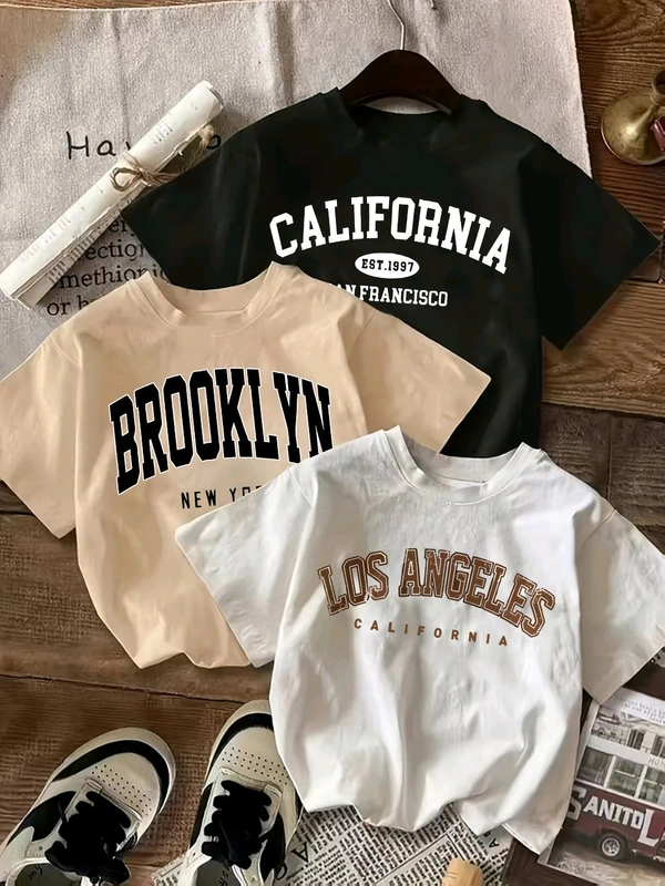 3pcs Set Casual Minimalist Retro American Style English Text Graphic Cropped Bodysuit - Women Summer
- XL