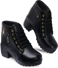 Women Stylish Ladies casual Boots for Girls (R-Boot-004-P-10) Boots For Women (Pink, 10) - Black, IND-4