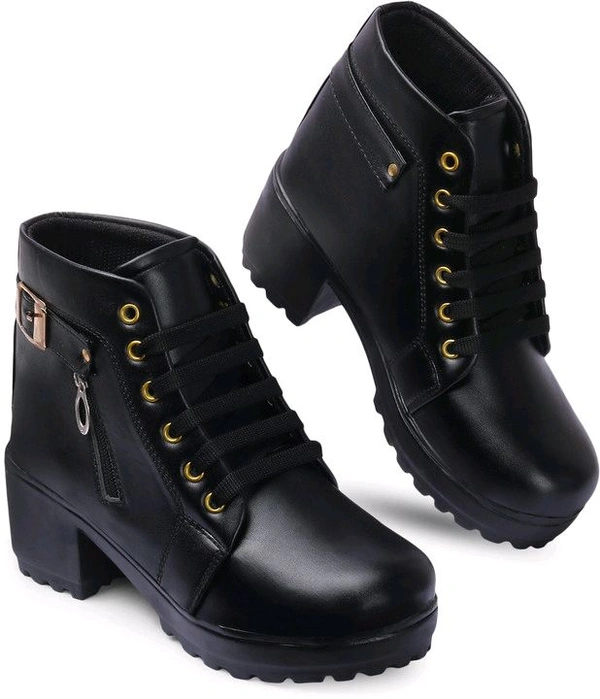 Women Stylish Ladies casual Boots for Girls (R-Boot-004-P-10) Boots For Women (Pink, 10) - Black, IND-7