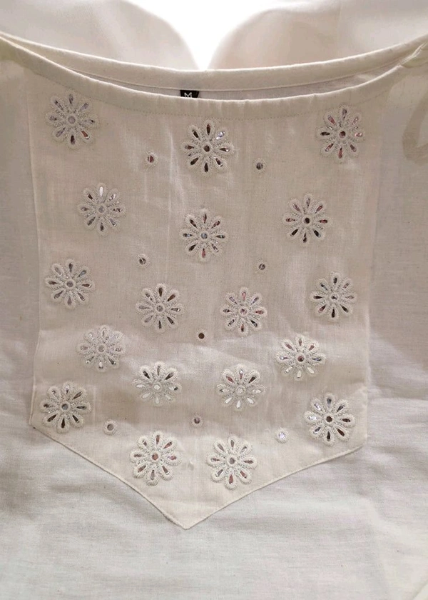 Sleeveless Cotton Flex Kurta Pant Set – Elegant Summer Style
- White, L