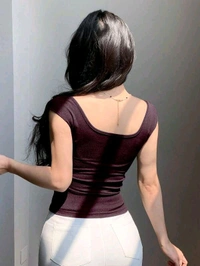 Korean Deep Neck Ribbon_White - XL, Aubergine