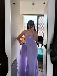 Lavender Flare Fish cut lehnga - Free Size, Blue Bell