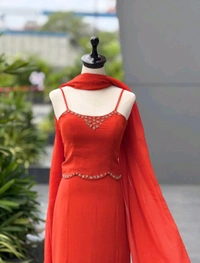 Lavender Flare Fish cut lehnga - S, Red