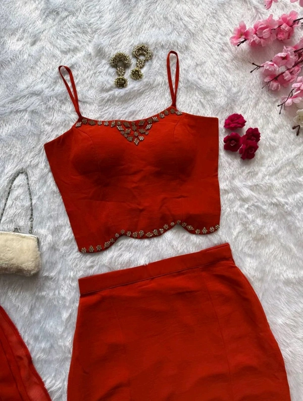 Lavender Flare Fish cut lehnga - S, Red