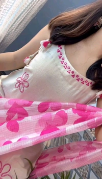 Women's Pure Cotton Kurta Set with Dupatta – Sleeveless White Kurti with Pink Floral Embroidery | Summer Ethnic Wear | Breathable & Soft Fabric - XXL, Pink