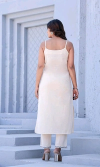 Women's Pure Cotton Kurta Set with Dupatta – Sleeveless White Kurti with Pink Floral Embroidery | Summer Ethnic Wear | Breathable & Soft Fabric - XXL, Blue