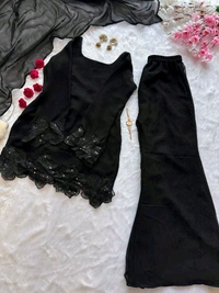 Party Wear Black Color Embroidered Patch Work Designer Palazzo Set - XL, Black