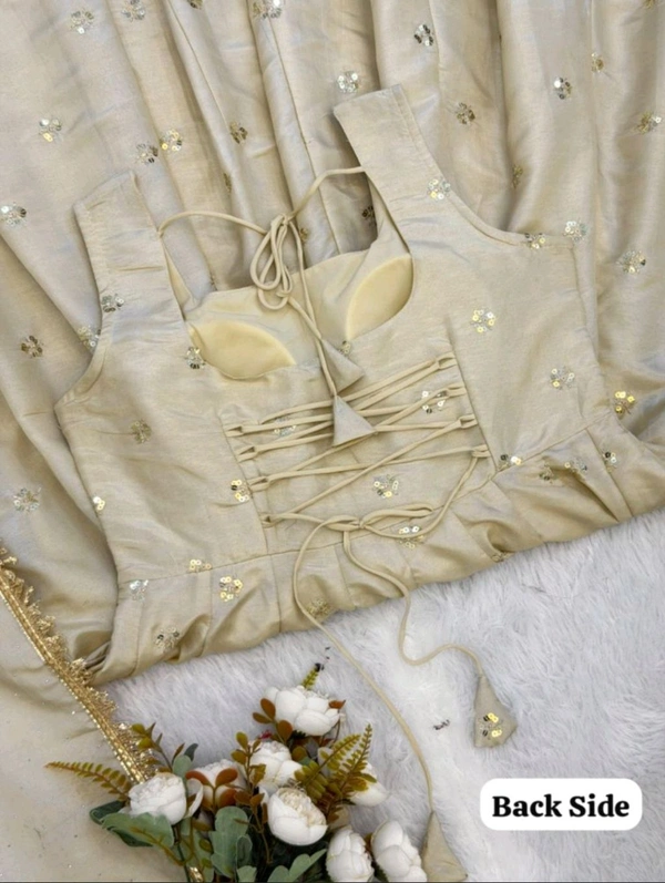 Off White Cosmos Gold Embroider Work Salwar Suit
- L, Chino