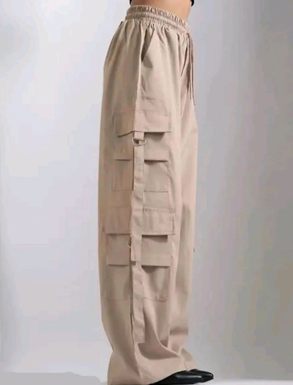 Women’s Cargo Pants Loose Fit Baggy Trousers with Pockets | High Waist Wide Leg Streetwear Joggers | Casual Cargo Polyester Pants - XL, Cream