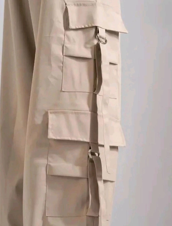 Women’s Cargo Pants Loose Fit Baggy Trousers with Pockets | High Waist Wide Leg Streetwear Joggers | Casual Cargo Polyester Pants - XL, Cream