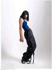 Women’s Cargo Pants Loose Fit Baggy Trousers with Pockets | High Waist Wide Leg Streetwear Joggers | Casual Cargo Polyester Pants - 4XL, Black