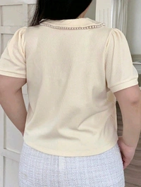 Korean Style Cream Color With Designer Collar Style For Beautiful Women | Casual Wear | Party Wear - XL, ECRU WHITE