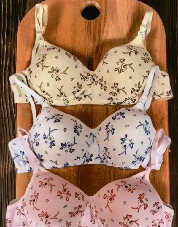 Women's Light Padded Soft Cotton Print Bra | Non-Wired Comfort Fit | Adjustable Straps | Back Closure Everyday - 40B Size (Pack of -1 Bra) White - 28A