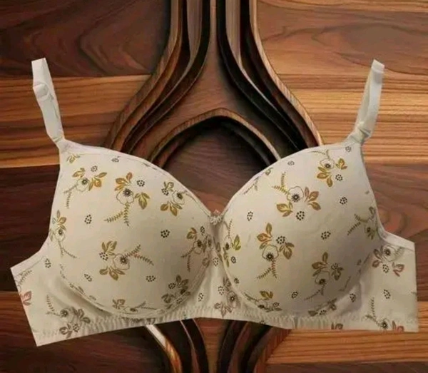 Women's Light Padded Soft Cotton Print Bra | Non-Wired Comfort Fit | Adjustable Straps | Back Closure Everyday - 40B Size (Pack of -1 Bra) White - 32A