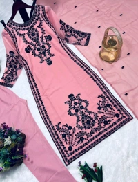 Marvelous White Color Thread Work Salwar Suit - s, pink Daisy