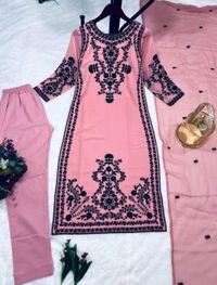 Marvelous White Color Thread Work Salwar Suit - s, pink Daisy