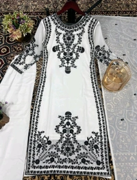 Marvelous White Color Thread Work Salwar Suit - XXL, White