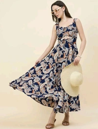Women Ethnic Motifs Printed Cut-Outs Crepe Fit & Flare Dress - M, Black
