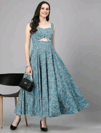 Women Ethnic Motifs Printed Cut-Outs Crepe Fit & Flare Dress - S, Nevy Blue