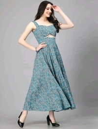 Women Ethnic Motifs Printed Cut-Outs Crepe Fit & Flare Dress - XL, Nevy Blue