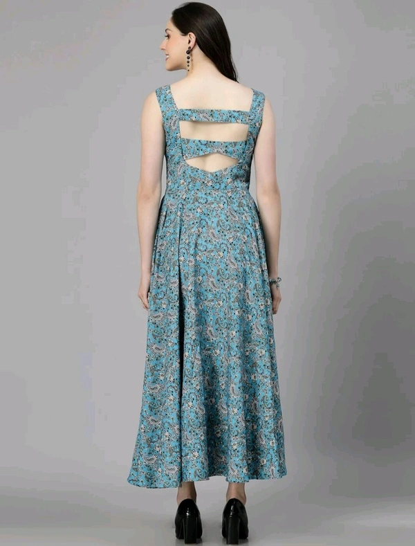 Women Ethnic Motifs Printed Cut-Outs Crepe Fit & Flare Dress - XL, Nevy Blue