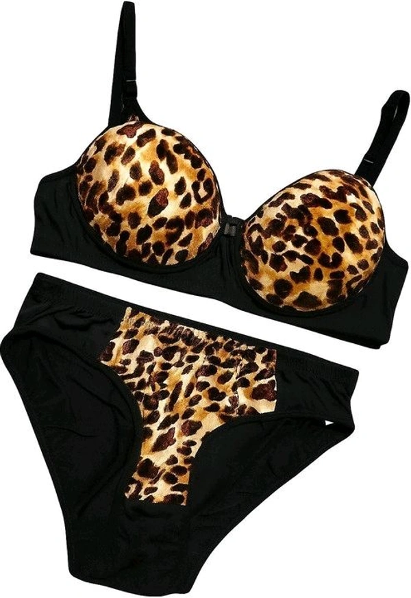 Bra & Panty Set Animal Print Black, Gold Lingerie Set
- 40B, Harvest Gold