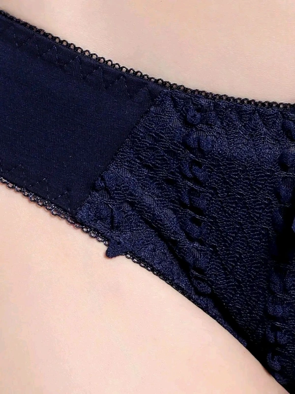 Womens Elegant Floral Print Padded Underwired Bra and Panty Set - 36B, blue