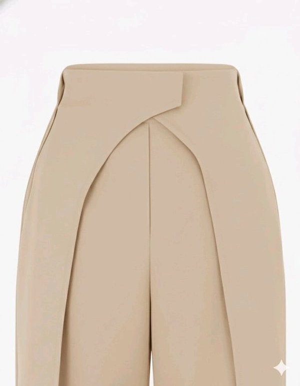 Women Loose Fit Beige Lycra Blend Trousers
- L, Beige